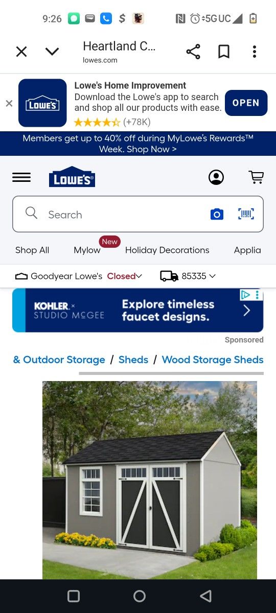 Selling 12x8 Coronado Shed