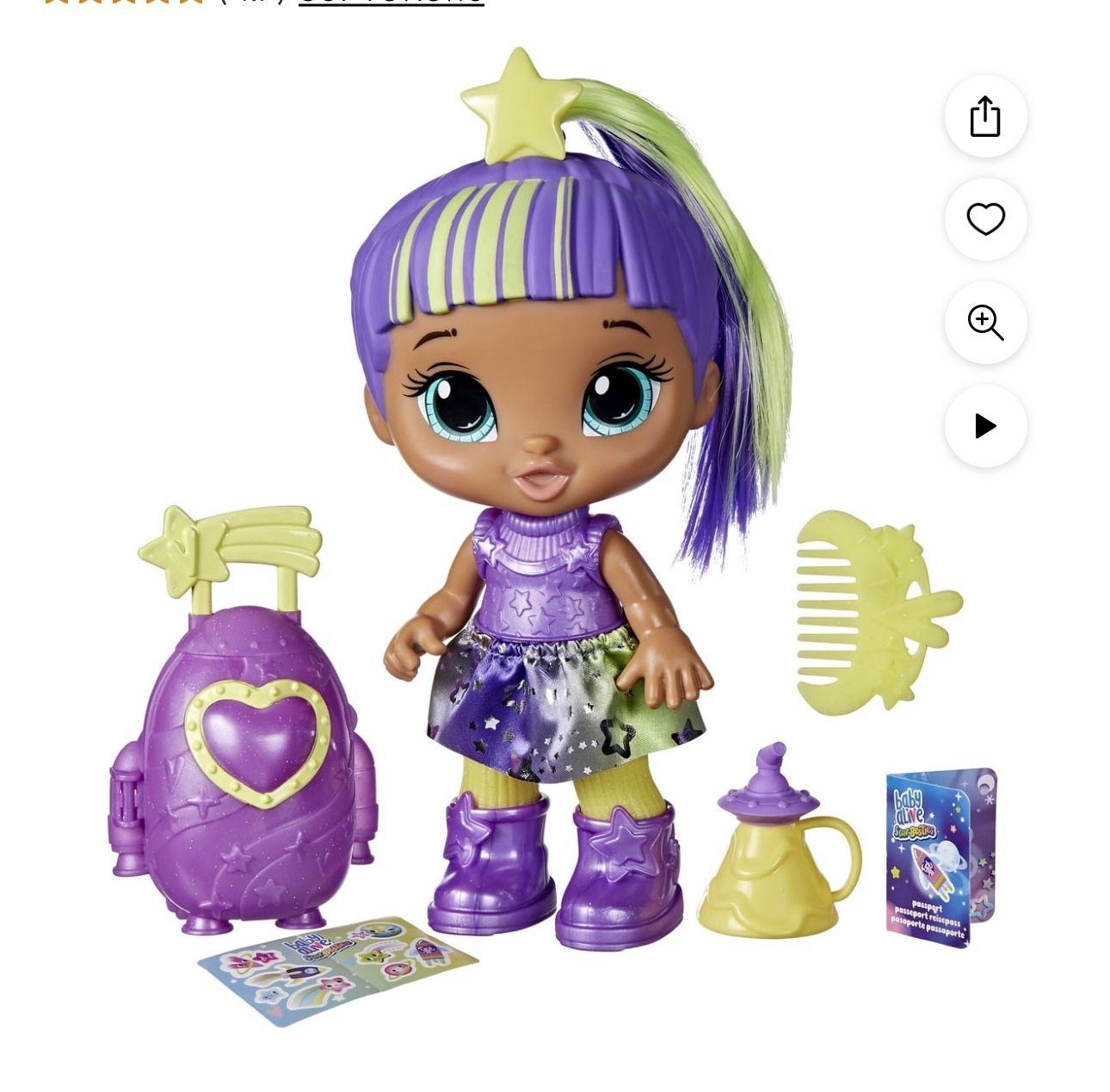 Baby Alive: Star Besties Lovely Luna 9-Inch Doll Green and Purple Hair, Blue Eye