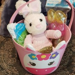 Unicorn Fabric Easter Basket Plush Bunny 