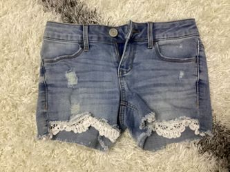 White Pattern Jean Shorts