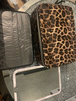 Leopard Print Makeup Travel Case with Mirror