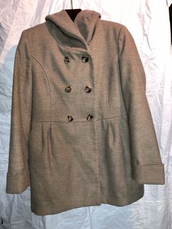 New York & Company Women’s Gray Double Breasted Lined Pea Coat Mid L