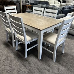 New White Dining Kitchen Table Set 