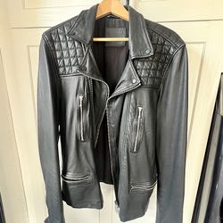 All Saints Black Leather Jacket - XXL