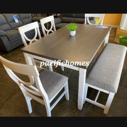 White Solid Wood Dining-Table Set 60x36x30 "