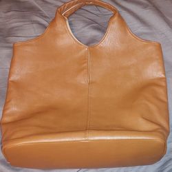 Brown Faux Leather Slouchy Tote