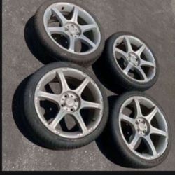 4 — 205/45r17 4x100 4x3.94 Stock Enkei Scion Xa Xb Ia Echo Miata Civic  Fit Corolla Wheels Rims Good 90% Treads Tires !!!!!!!