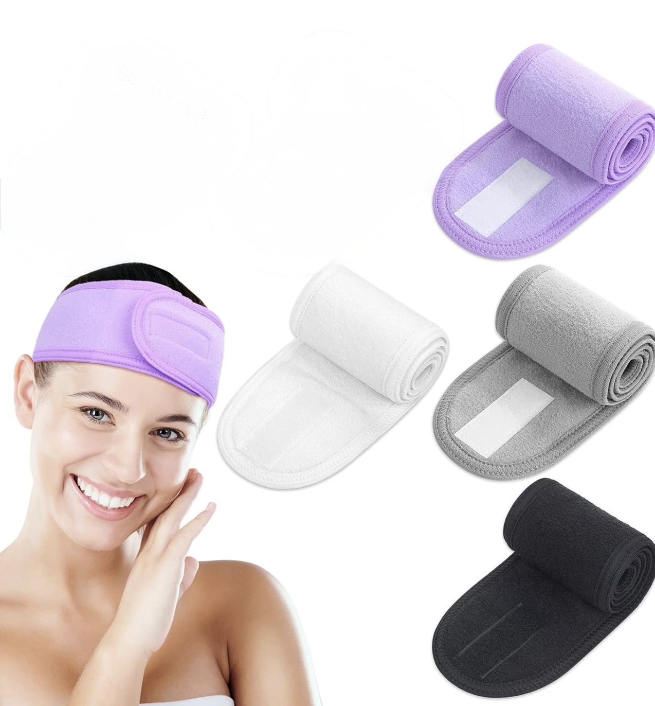 Hairband, Spa Headband Hair Wrap - 7pcs colorful, Soft and Skin-friendly Material, Wide Applications, One Size Fits Most, For Face Wash, Makeup, Showe