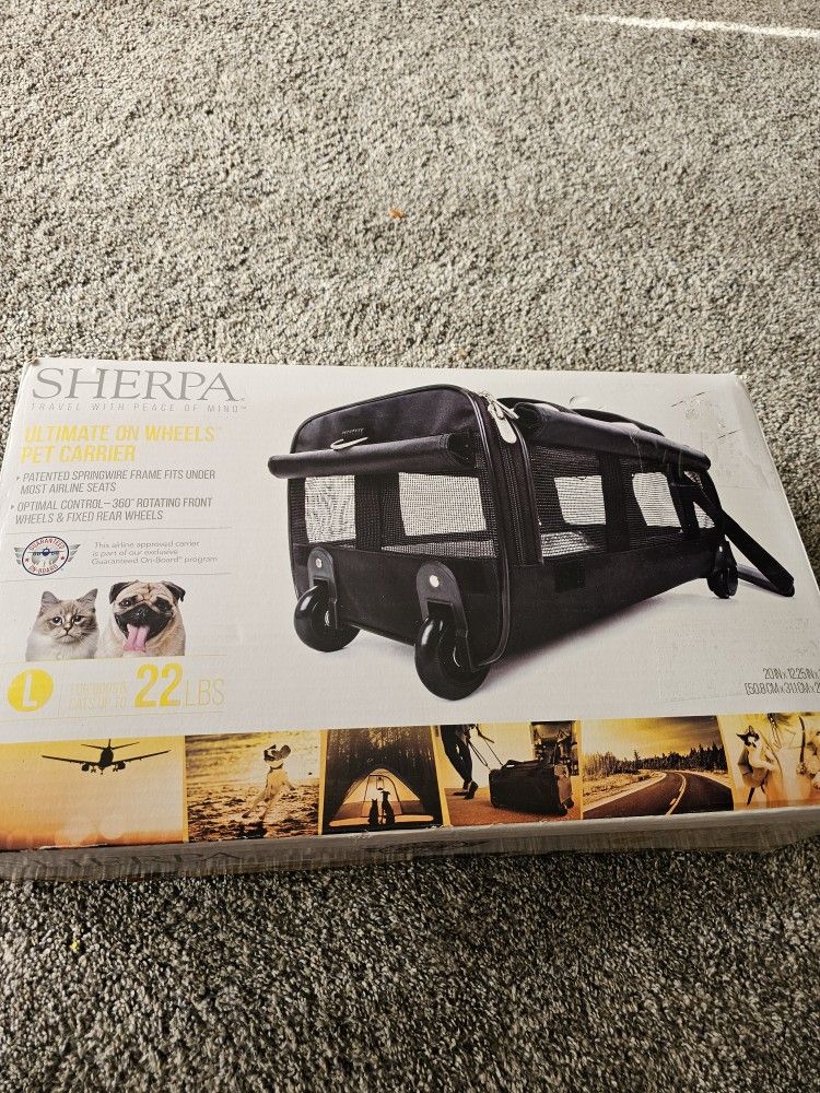 SHERPA PET CARRIER ON WHEELS.... NEW
