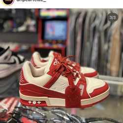 Preloved Louis Vuitton Trainers in Red and White