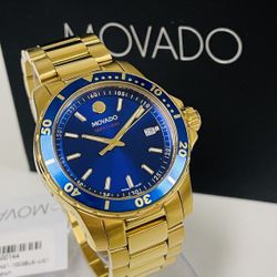 Movado series 800 gold blue hot sale