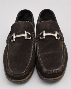 Salvatore Ferragamo Men’s US 10 EE Black Suede Gancini Loafers