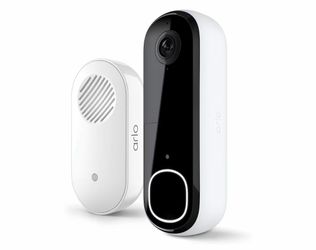 Arlo Video Doorbell 2K (2nd Gen) Wireless or Wired - 1-Cam + Chime 2K head-to-toe video; Chime audible alerts; Package & person detection; Night visio