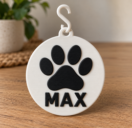 Personalized Pet Paw Christmas Ornament, Dog or Cat Name, Custom Colors, Printed Hook