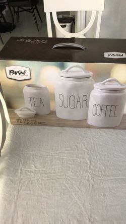 Three piece farmhouse style canister sets made of Ceramic by Parini