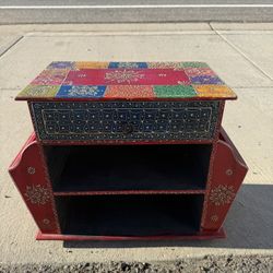Vintage Indian Hand Painted Ancient Side Table 