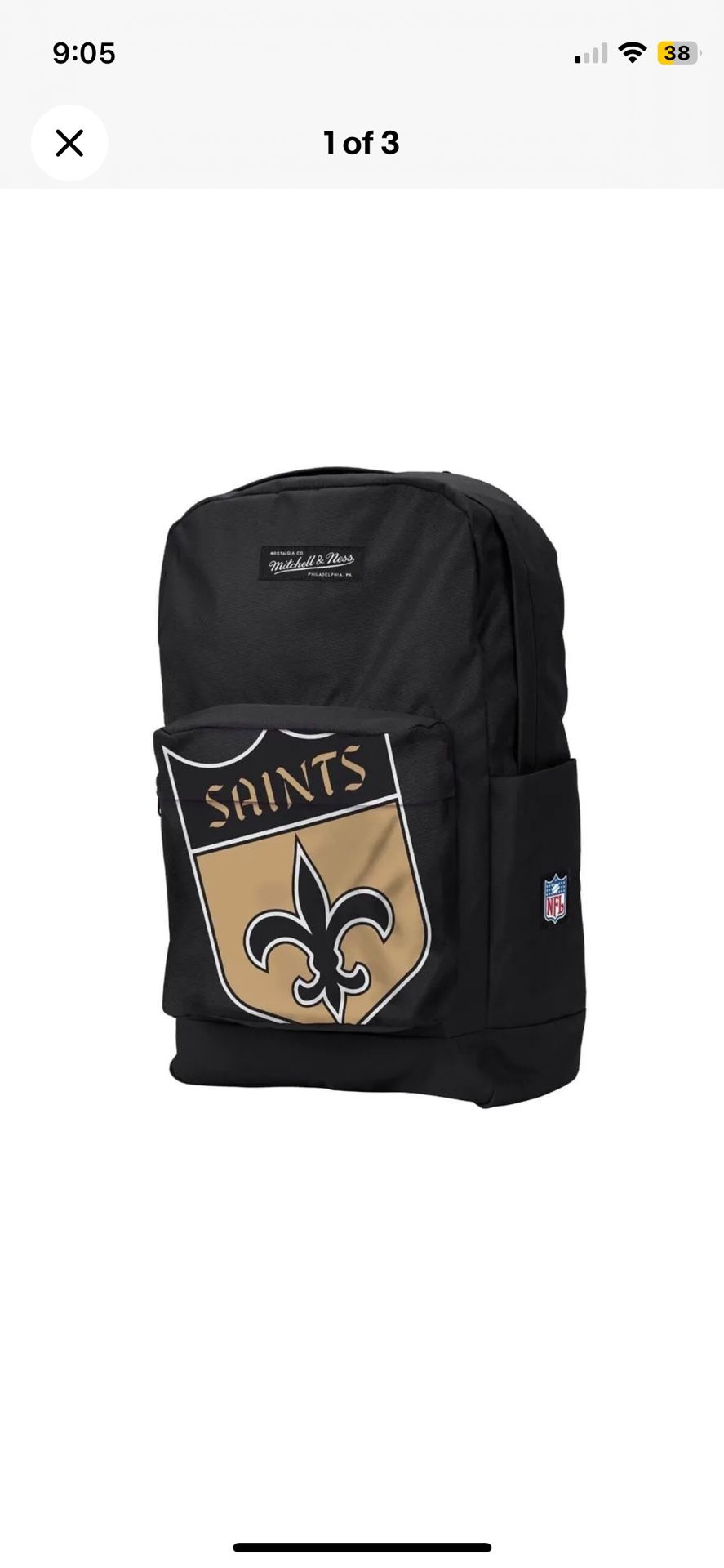 Brand New Mitchell And Ness New Orleans Saints Backpack