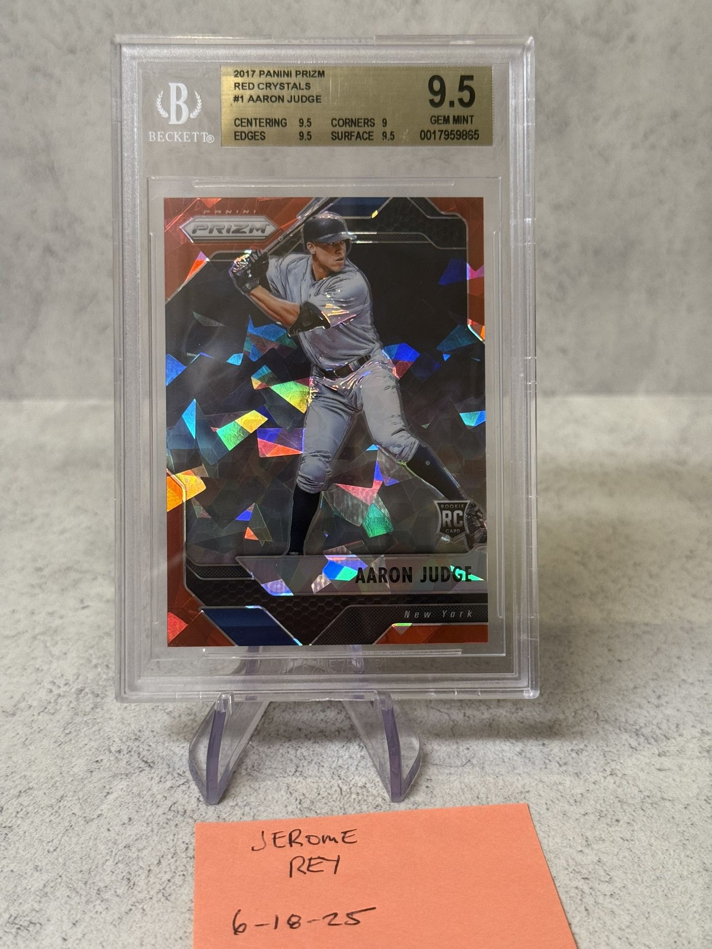2017 Aaron Judge Panini Red Crystals #1 Of 75 BGS 9.5 $400.00