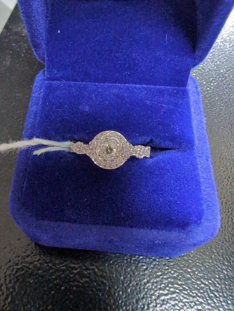 10 Karat White Gold Halo Ring