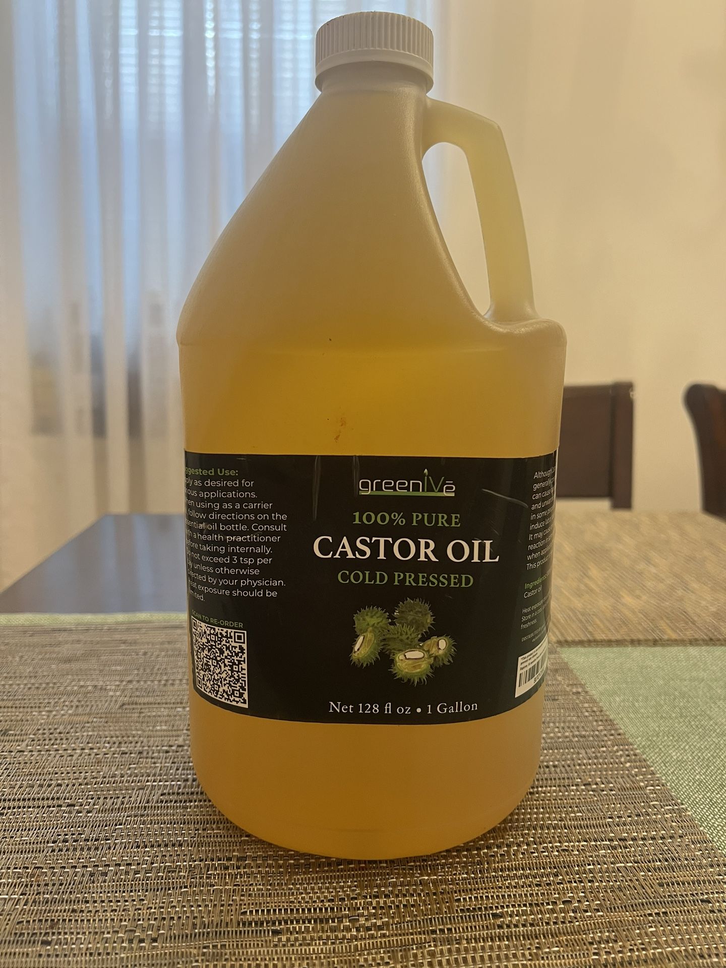 100% Pure Castor Oil - Cold Pressed - Hexane Free