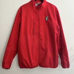 Newcastle Soccer Jacket Red Full Zip Fleece Lined Softshell Men’s L 