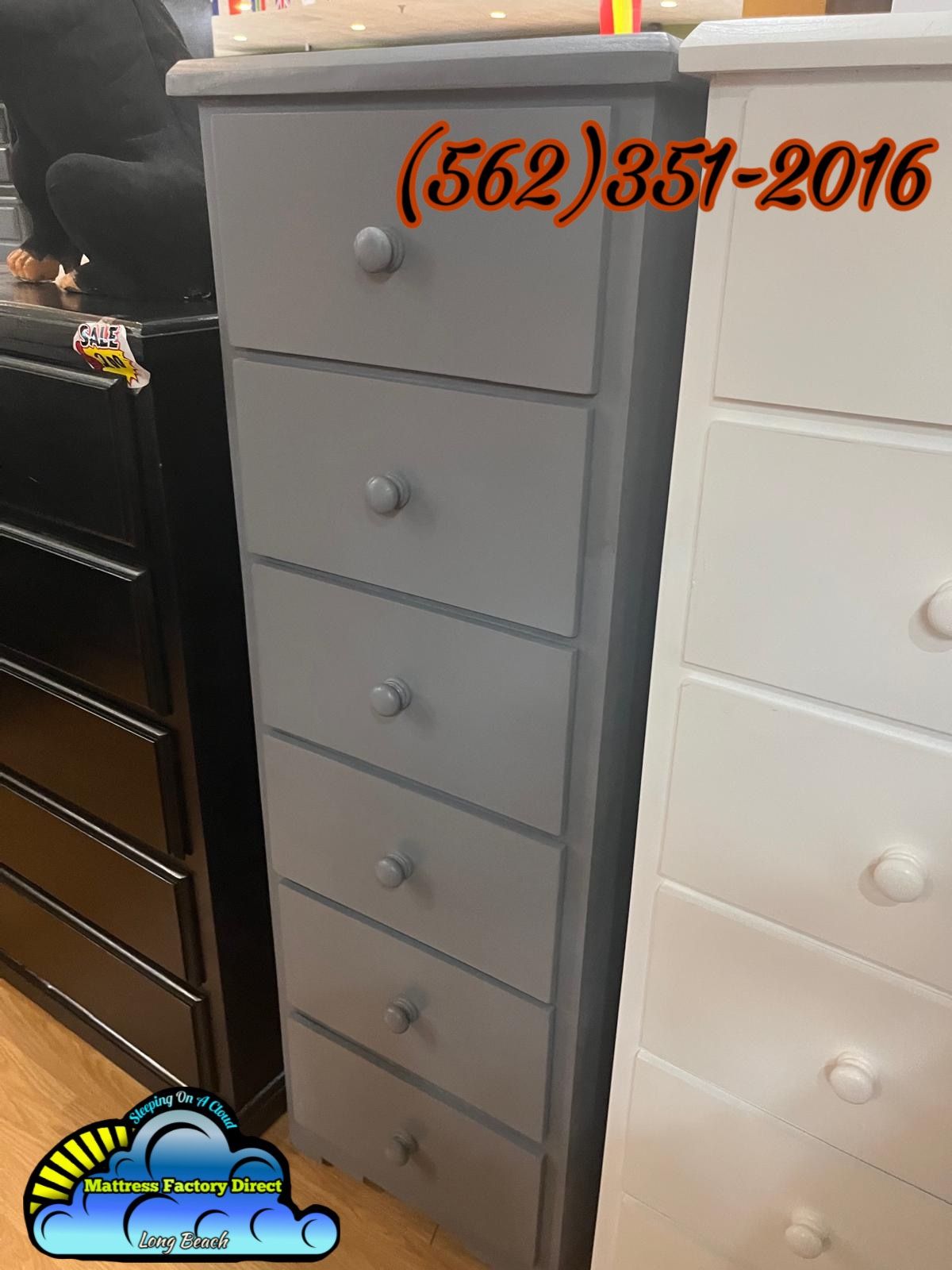 Grey Daisy Five Drawer Dresser Chest Pinewood New Comoda