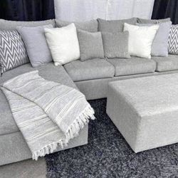 🚛Free Delivery Brand New Light Grey Couch With Ottoman 