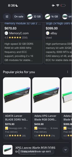 ddr5 6000mhz ram XPG ‘“lancer blade RGB