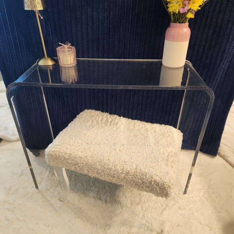 Modern Acrylic Desk & Stool Set