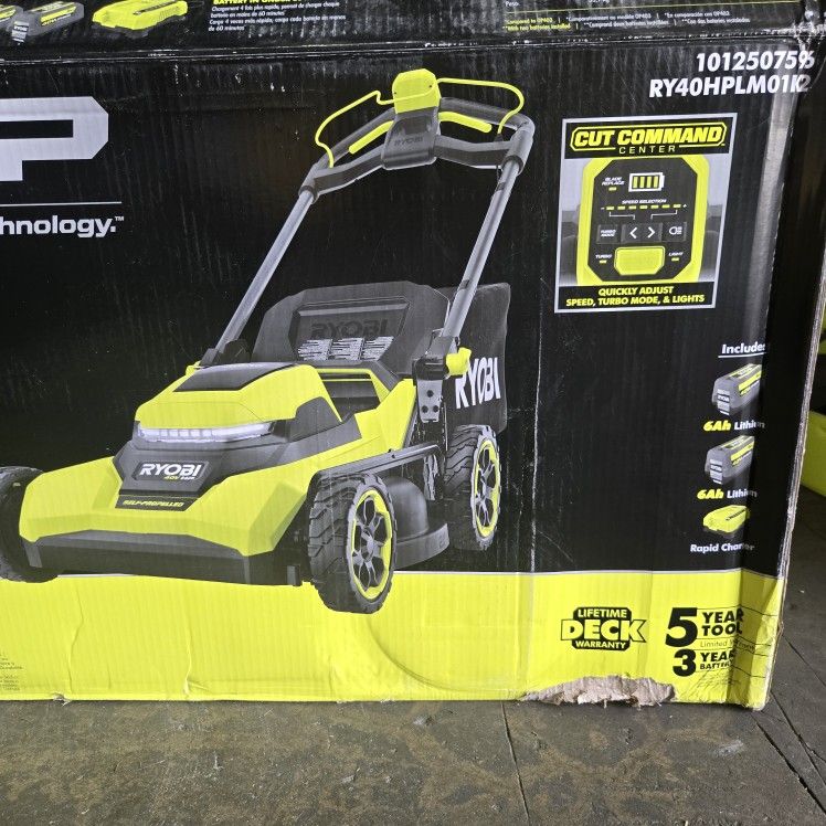 RYOBI Hp 40v Lawn Mower - 21
in. Cordless Battery Walk Behind
Self-Propelled W/2x6ah batteris
