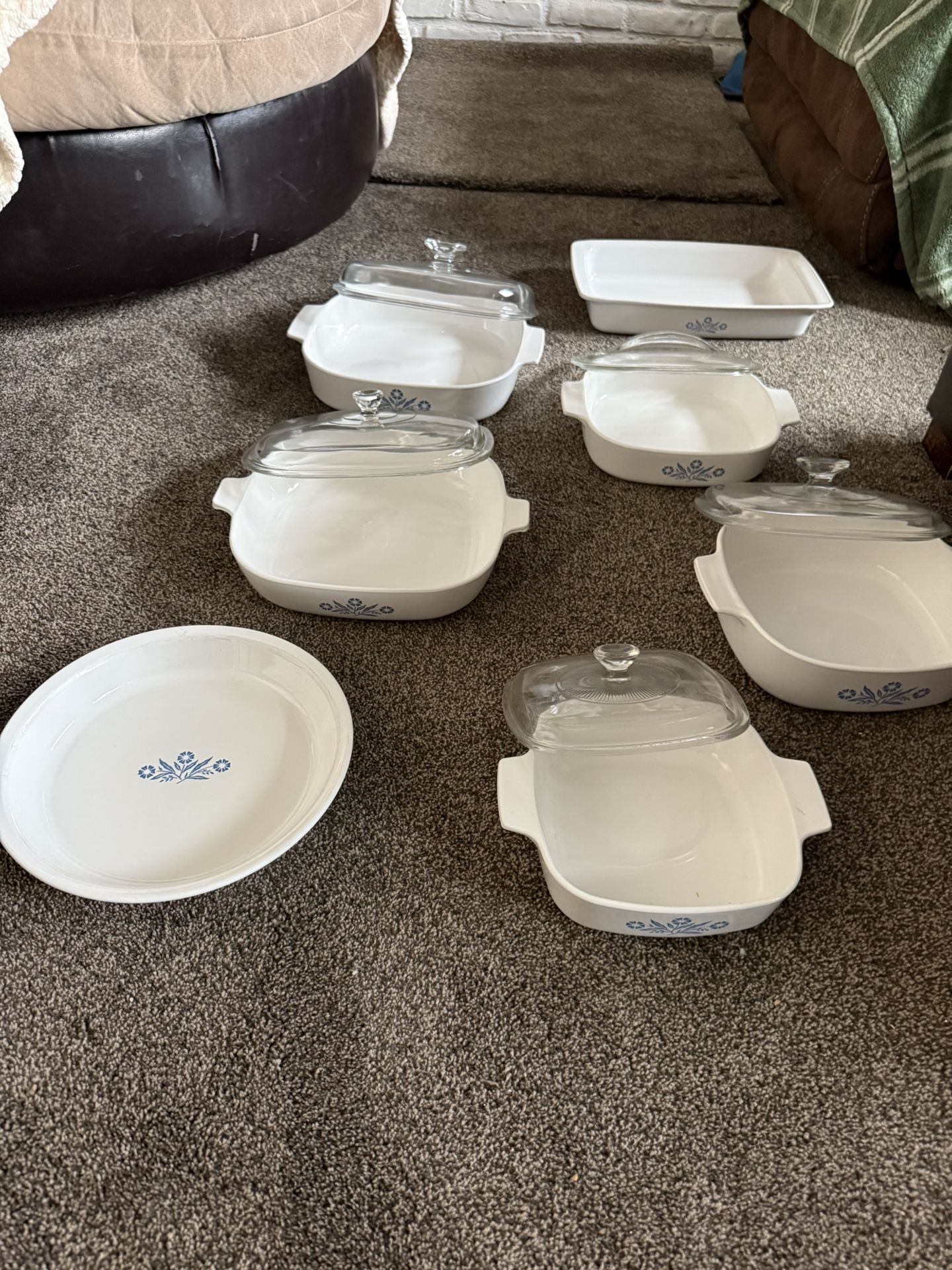 Vintage Corning Ware 7 Piece Cornflower Collection