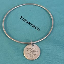 Tiffany & Co Sterling Silver Bangle Bracelet with Charm