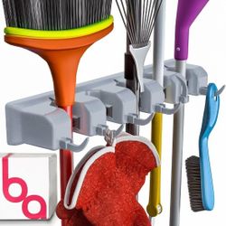 Broom Holder Wall Mount and Garden Tool Organizer, Closet Storage, Kitchen Rack, Home Organization and Garage Organizer for Rake or Mop Handles