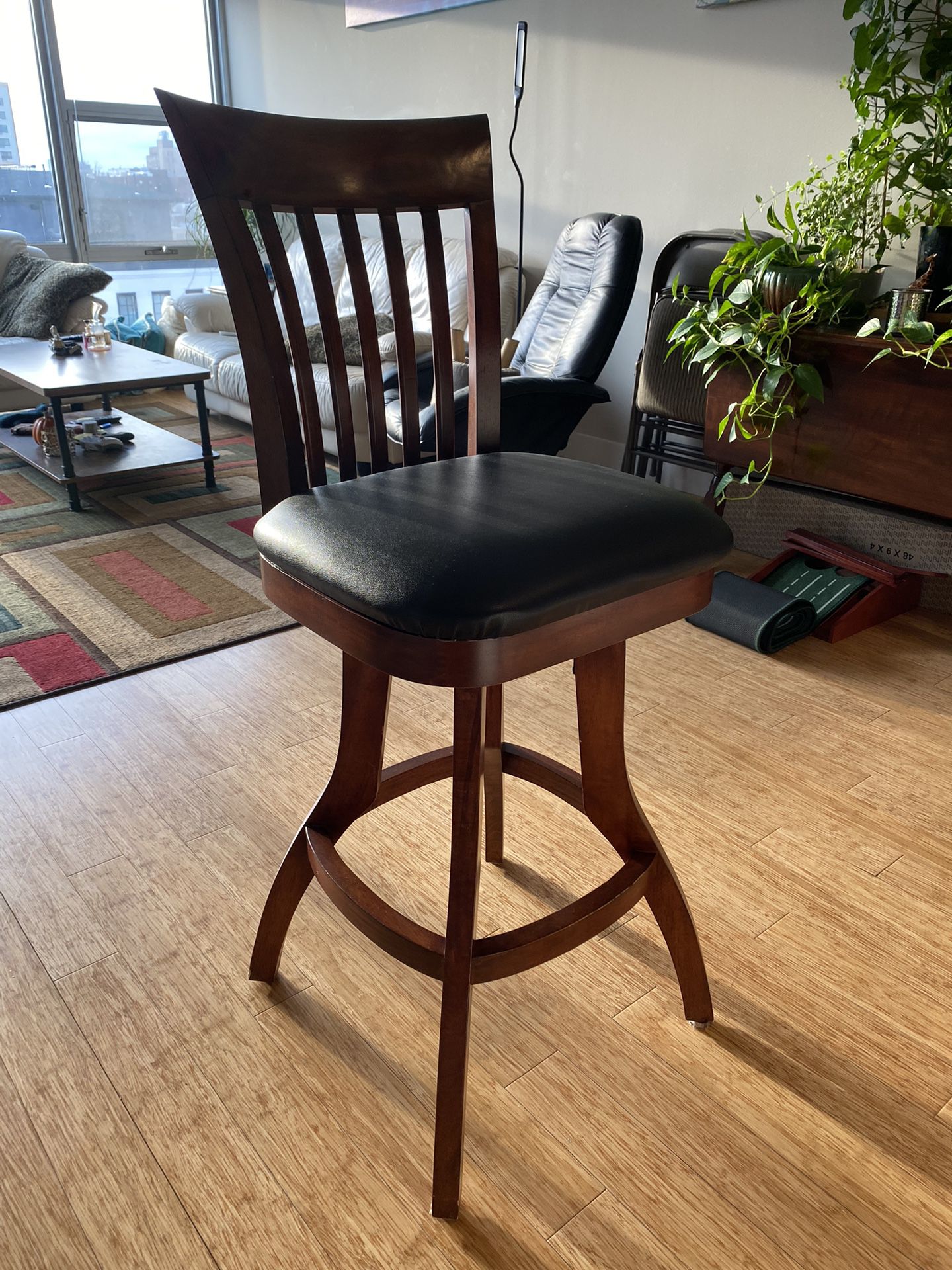 Wooden Barstool With Padded Seat