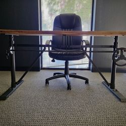 🔥 Handcrafted Live Edge Wood & Iron Crank Desk – Adjustable Height – Industrial Style