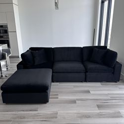 NEW Black Velvet Cloud Couch Sectional