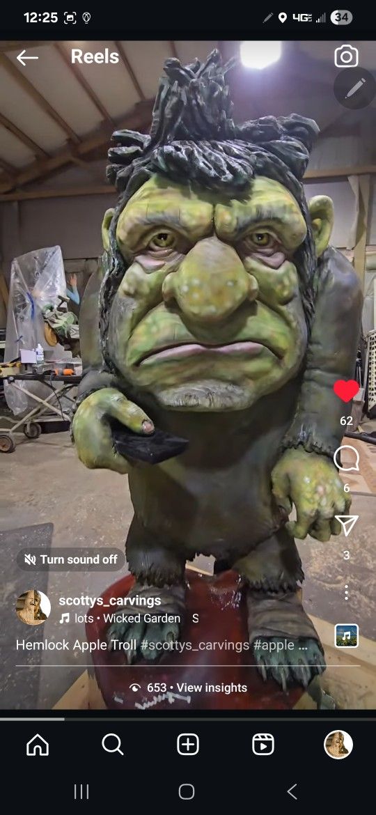 Apple I Phone Troll Wood Carving