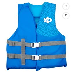 X2O Universal Youth Open-Sided Life Vest and Jacket, 50lbs - 90lbs, Blue Ocean Coral, Unisex