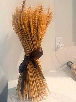 Preserved Decorative Wheat Standing Topiary Plant – Gold Natural Wheat Spring Botanical Accent