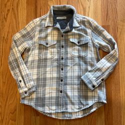 Outerknown Blanket Shirt Women's Size XS/S Gray White Plaid Button Up Flannel