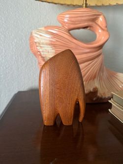Vintage 60s Danish Vintage Mid Century Modern Teak Wood Elephant Sculpture