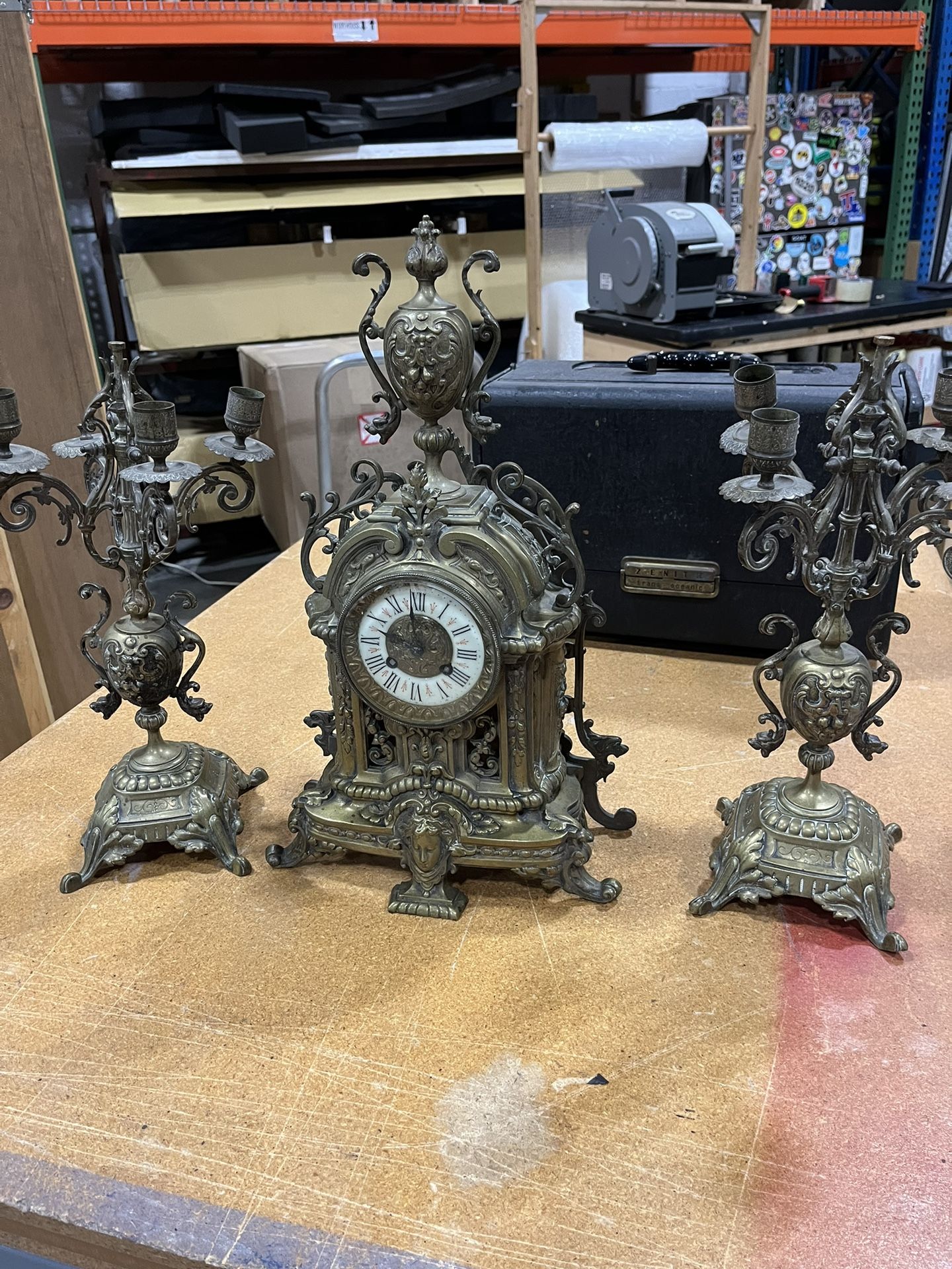 Antique French Gilf Bronze Baroque Clock
