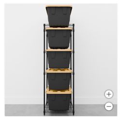 SafeRacks 5-Tier Wire Shelving Bin Storage Rack, 31" x 68" x 23", Black 