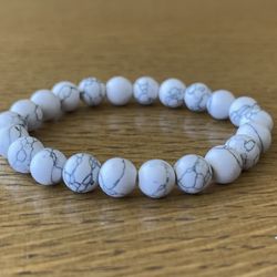 NATURAL Charged Howlite Bracelet (known For:  Protection, Remove Negativity,reduce Stress & Anxiety.)