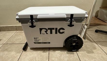 RTIC 52QT Ultra-Light Wheeled Hard-Sided Ice Chest Cooler - White & Grey