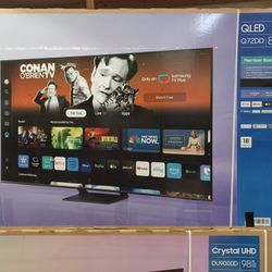 Get Ready For Superbowl.  85" 85" SCREEN QLED SMART 4K ULTRA HDTV BY SAMSUNG  Q72DD.  1 YEAR WARRANTY 