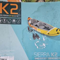 Intex Sierra K2 Inflatable Kayak with Oars Hi-Output Pump Carry Bag Set