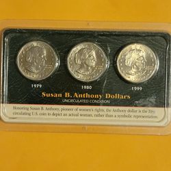 1979S-1980D-1999P- SUSAN B. ANTHONY COIN-SET-UNCIRCULATED by Littleton Coin
