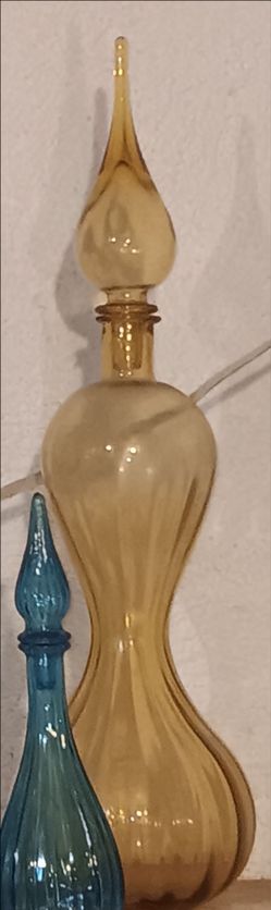 22 "Vintage MCM 24" Empoli Italian Amber Glass Genie Bottle Decanter