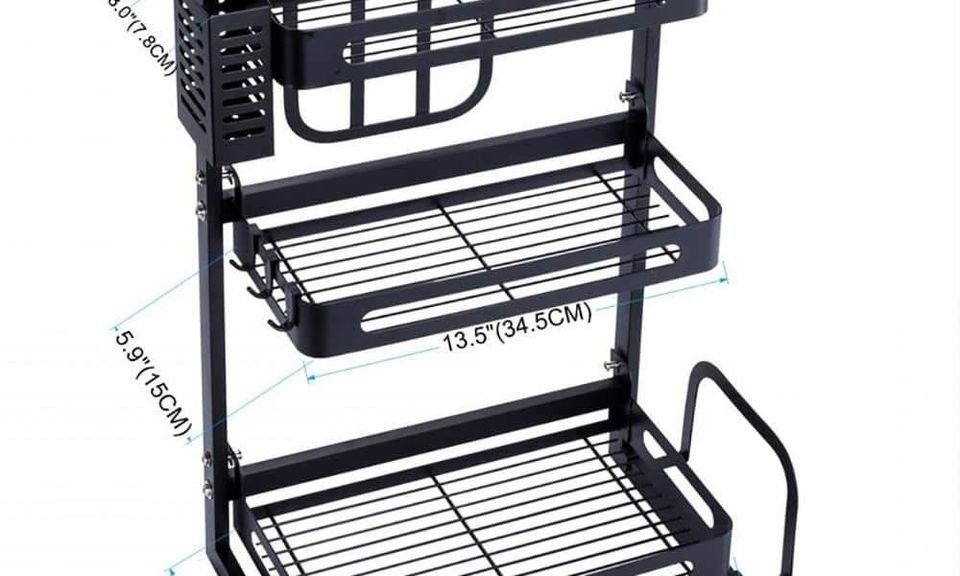 HALF PRICE 🥇 3-Tier Black Kitchen Bathroom Organizer / Standing Rack